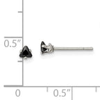 Black Trillion CZ Stud Earrings in Stainless Steel