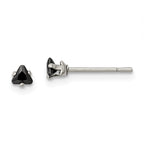 Chisel Stainless Steel Polished 3mm Black Triangle CZ Stud Post Earrings
