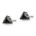 Black CZ Trillion Stud Earrings in Stainless Steel