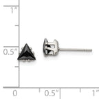 Black CZ Trillion Stud Earrings in Stainless Steel