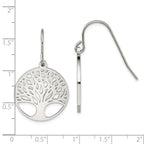 Chisel Stainless Steel Polished Tree of Life Cut-out Shepherd Hook Earrings
