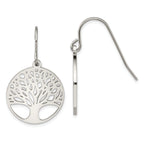 Chisel Stainless Steel Polished Tree of Life Cut-out Shepherd Hook Earrings