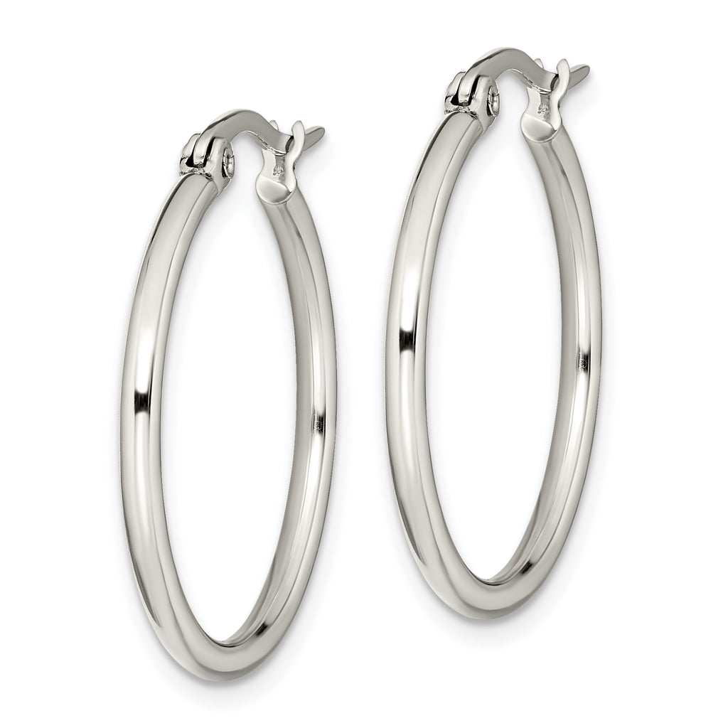 Polished Hoop Earrings in Stainless Steel, 27mm