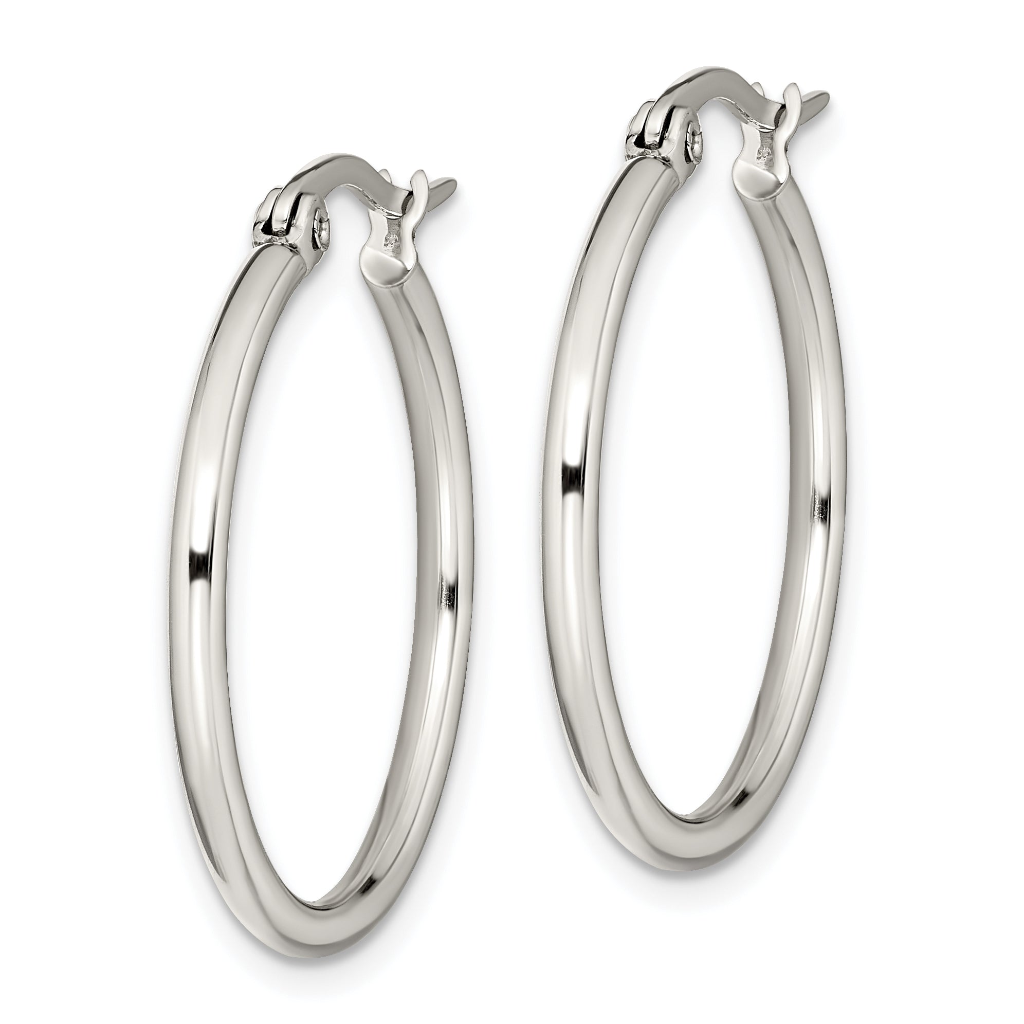 Polished Hoop Earrings in Stainless Steel, 27mm