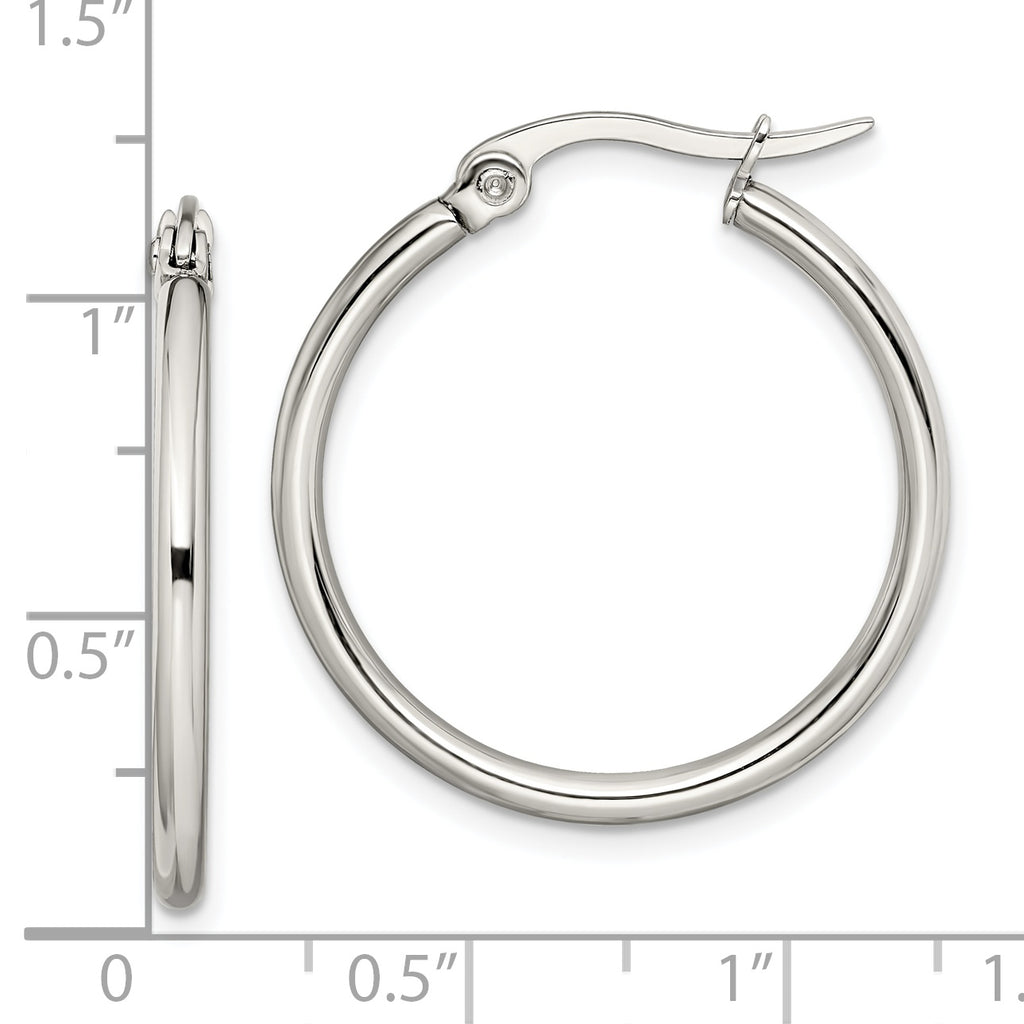 Polished Hoop Earrings in Stainless Steel, 27mm