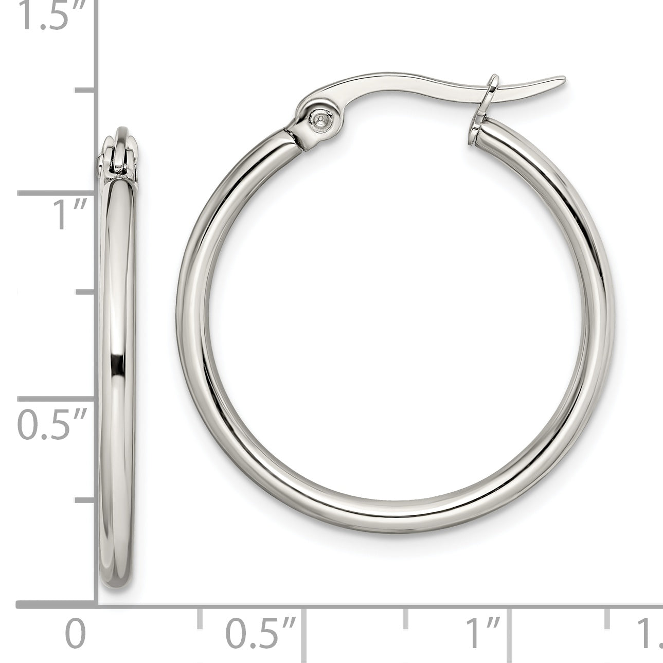 Polished Hoop Earrings in Stainless Steel, 27mm