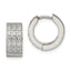 Chisel Stainless Steel Polished with 3 Rows of CZ 2.4mm Hinged Hoop Earrings