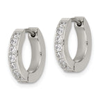 CZ Hinged Hoop Earrings in Stainless Steel