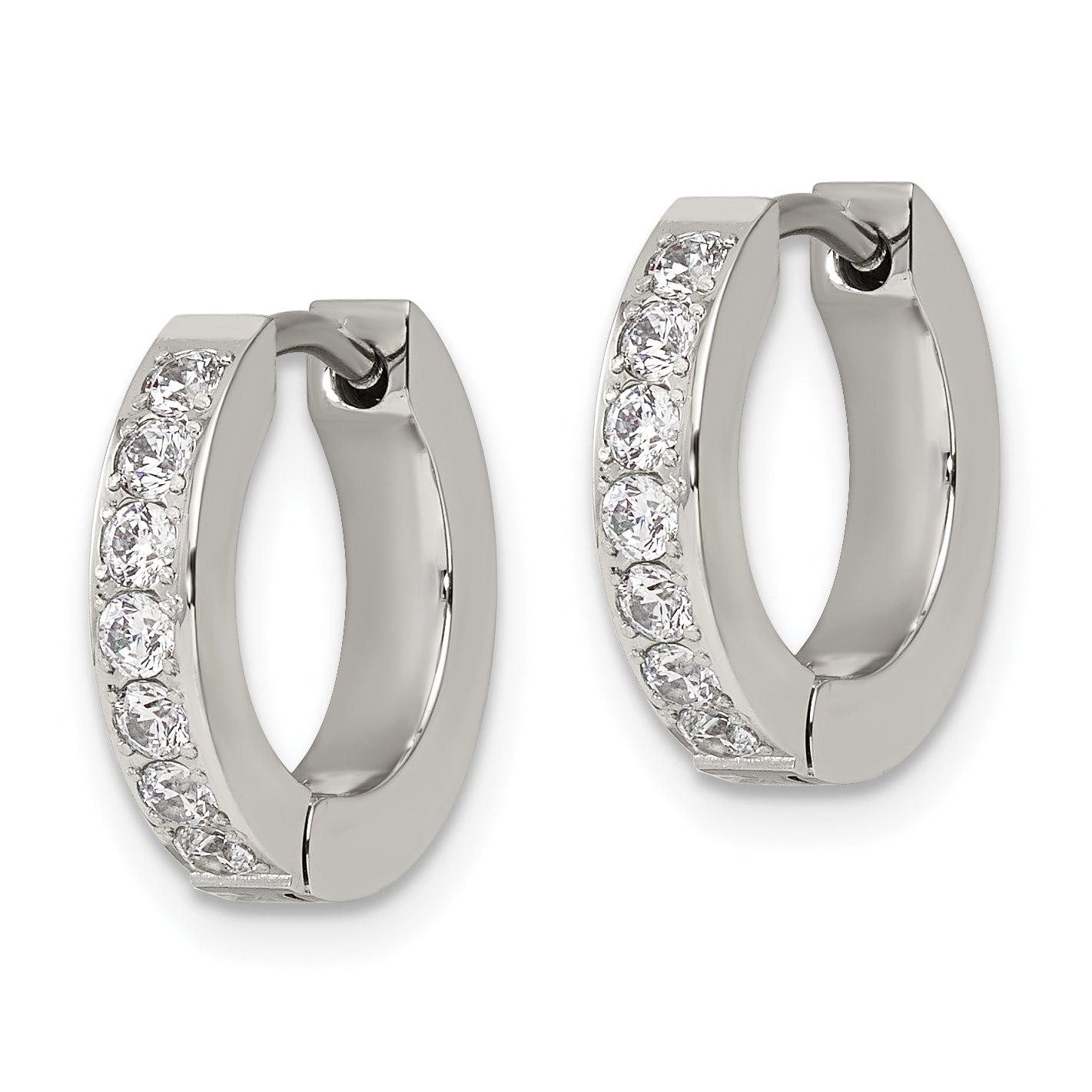 CZ Hinged Hoop Earrings in Stainless Steel
