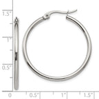Polished Hoop Earrings in Stainless Steel, 32.5mm