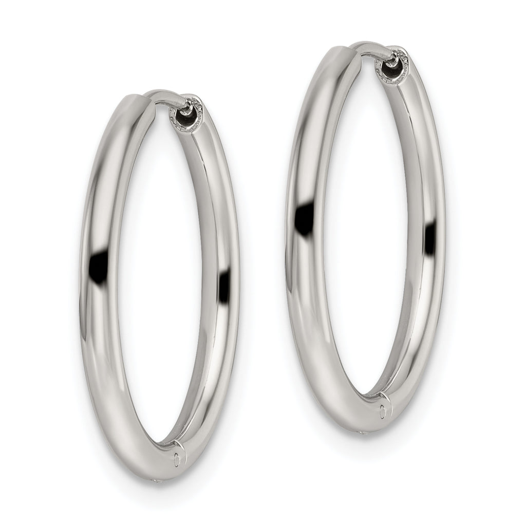 Polished Endless Hinged Hoop Earrings in Stainless Steel