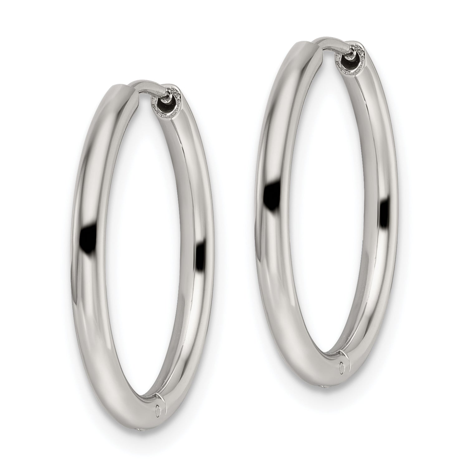 Polished Endless Hinged Hoop Earrings in Stainless Steel