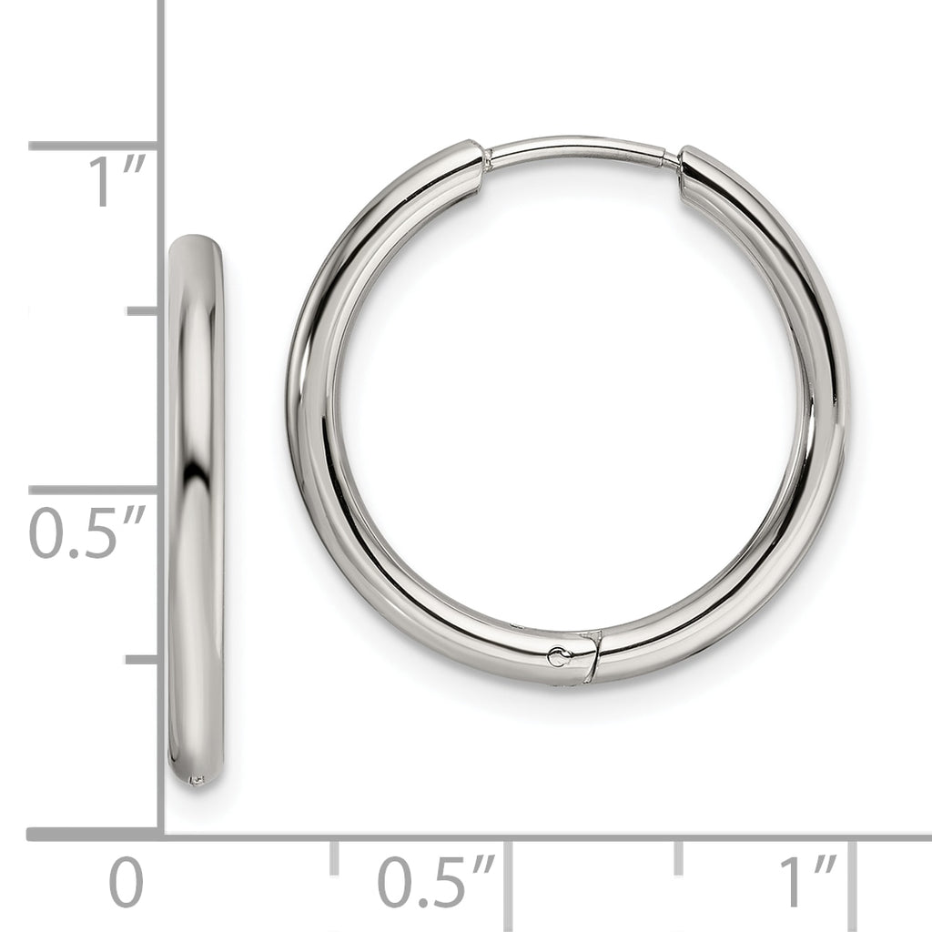 Polished Endless Hinged Hoop Earrings in Stainless Steel