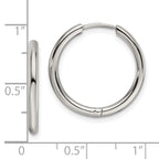 Polished Endless Hinged Hoop Earrings in Stainless Steel