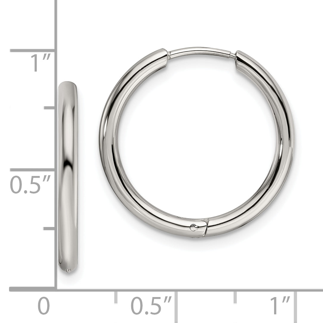 Polished Endless Hinged Hoop Earrings in Stainless Steel