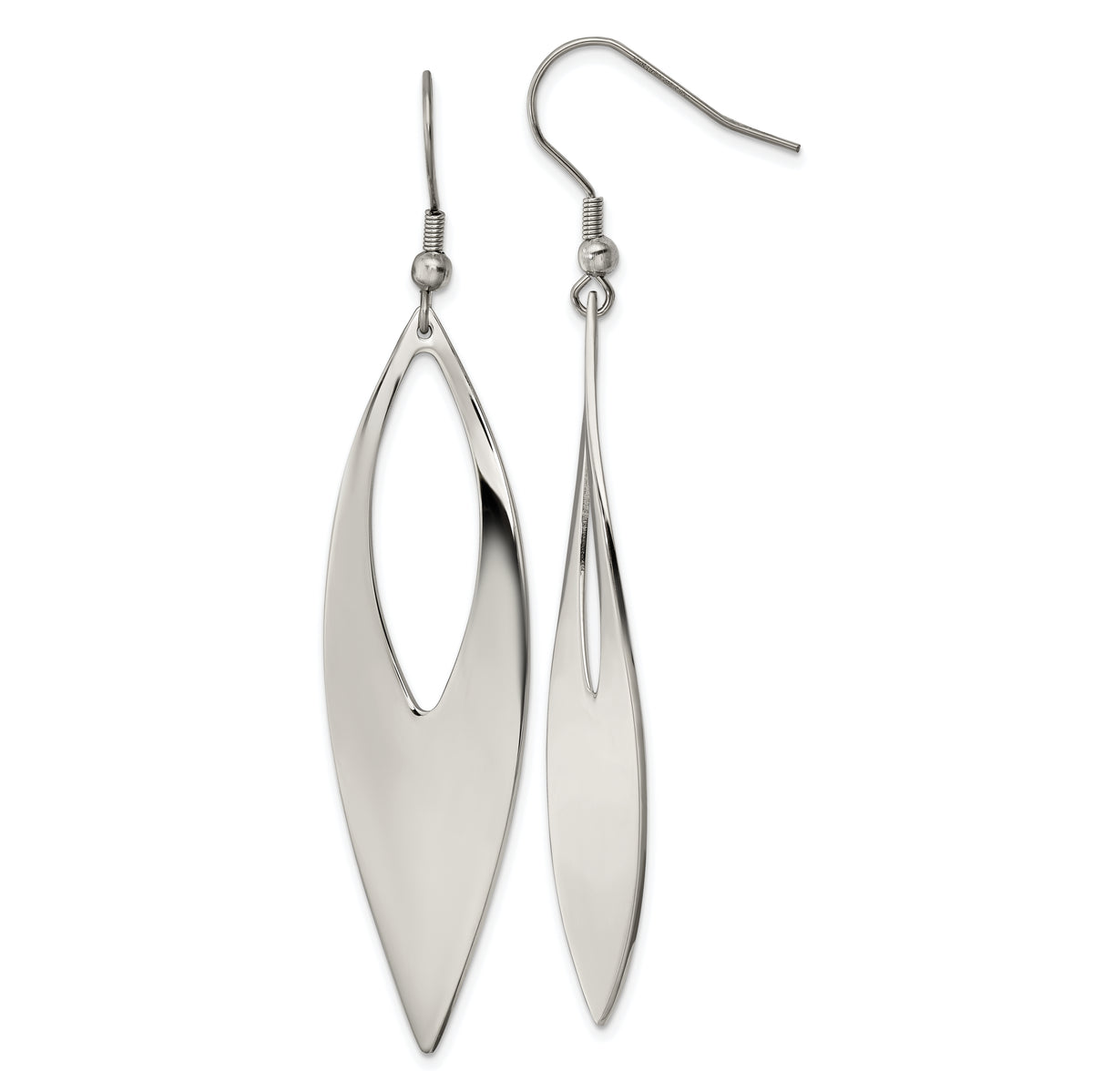 Chisel Stainless Steel Polished Dangle Shepherd Hook Earrings