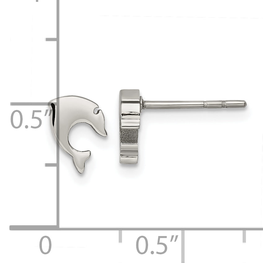 Chisel Stainless Steel Polished Dolphin Post Earrings
