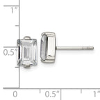 Chisel Stainless Steel Polished Rectangle CZ Post Earrings