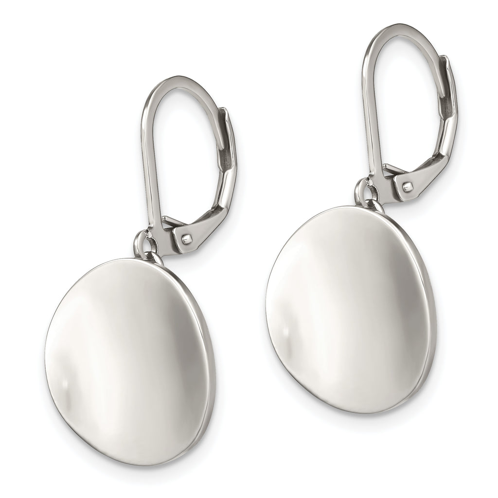Chisel Stainless Steel Polished Curved Disk Dangle Leverback Earrings
