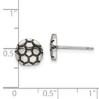 Chisel Stainless Steel Antiqued and Polished Soccer Ball Post Earrings