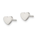Polished Heart Stud Earrings in Stainless Steel