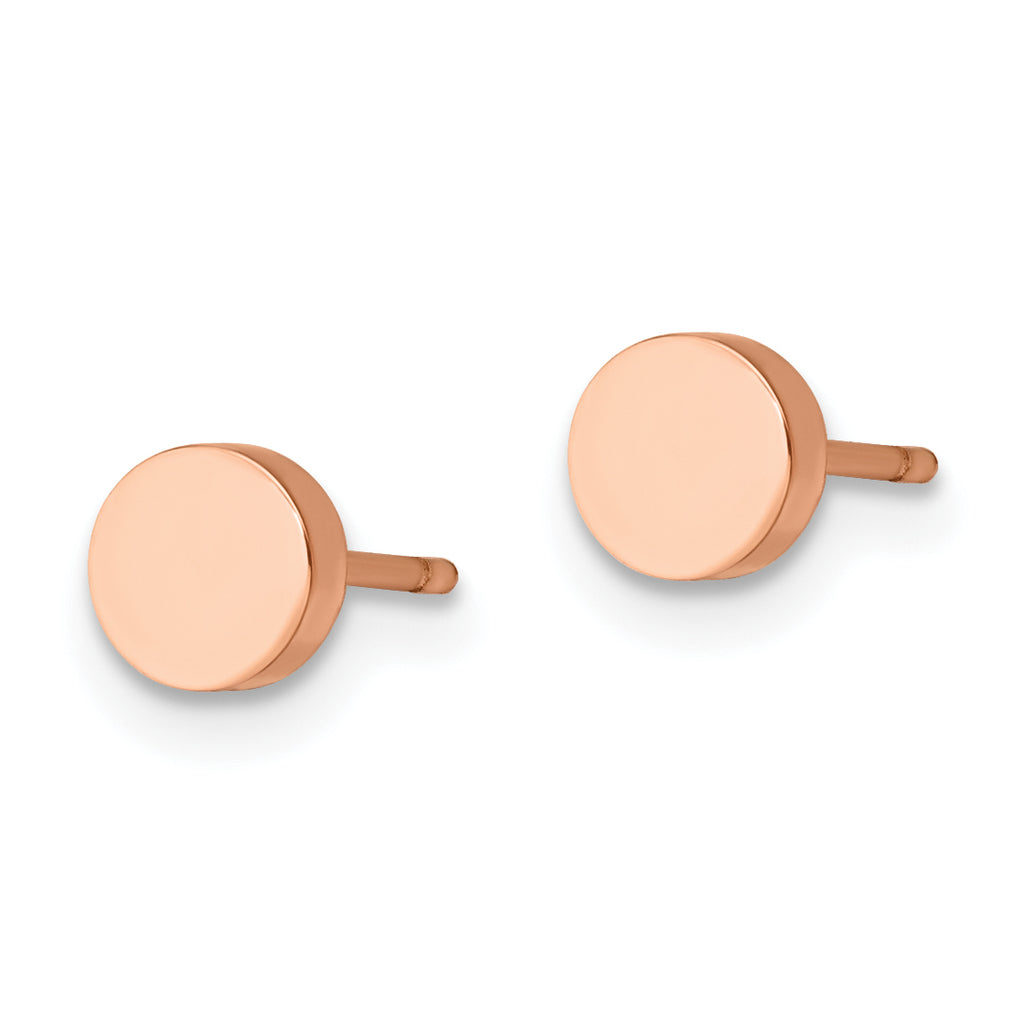 Rose-Tone Circle Post Earrings in Stainless Steel