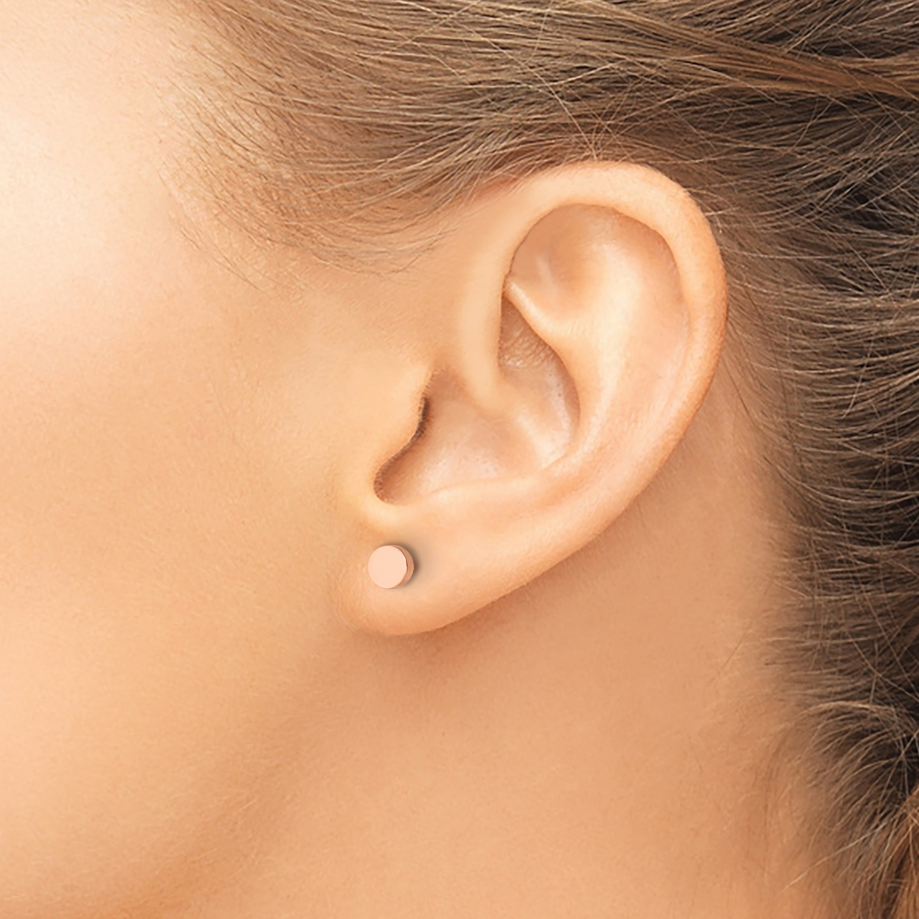 Rose-Tone Circle Post Earrings in Stainless Steel
