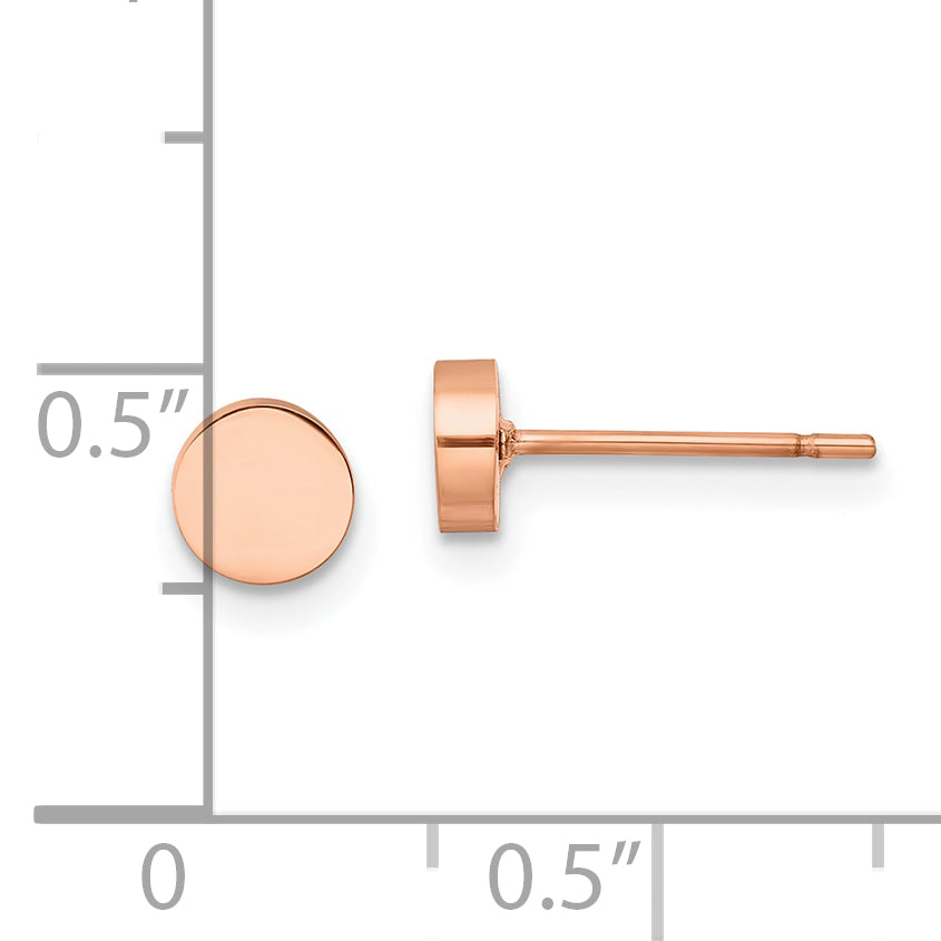 Rose-Tone Circle Post Earrings in Stainless Steel