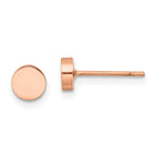Chisel Stainless Steel Polished Rose IP-plated Circle Post Earrings
