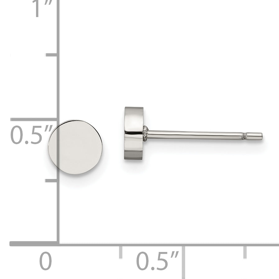 Polished Circle Post Earrings in Stainless Steel