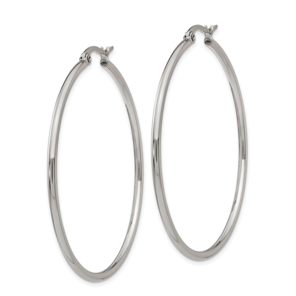 Polished Hoop Earrings in Stainless Steel, 48mm