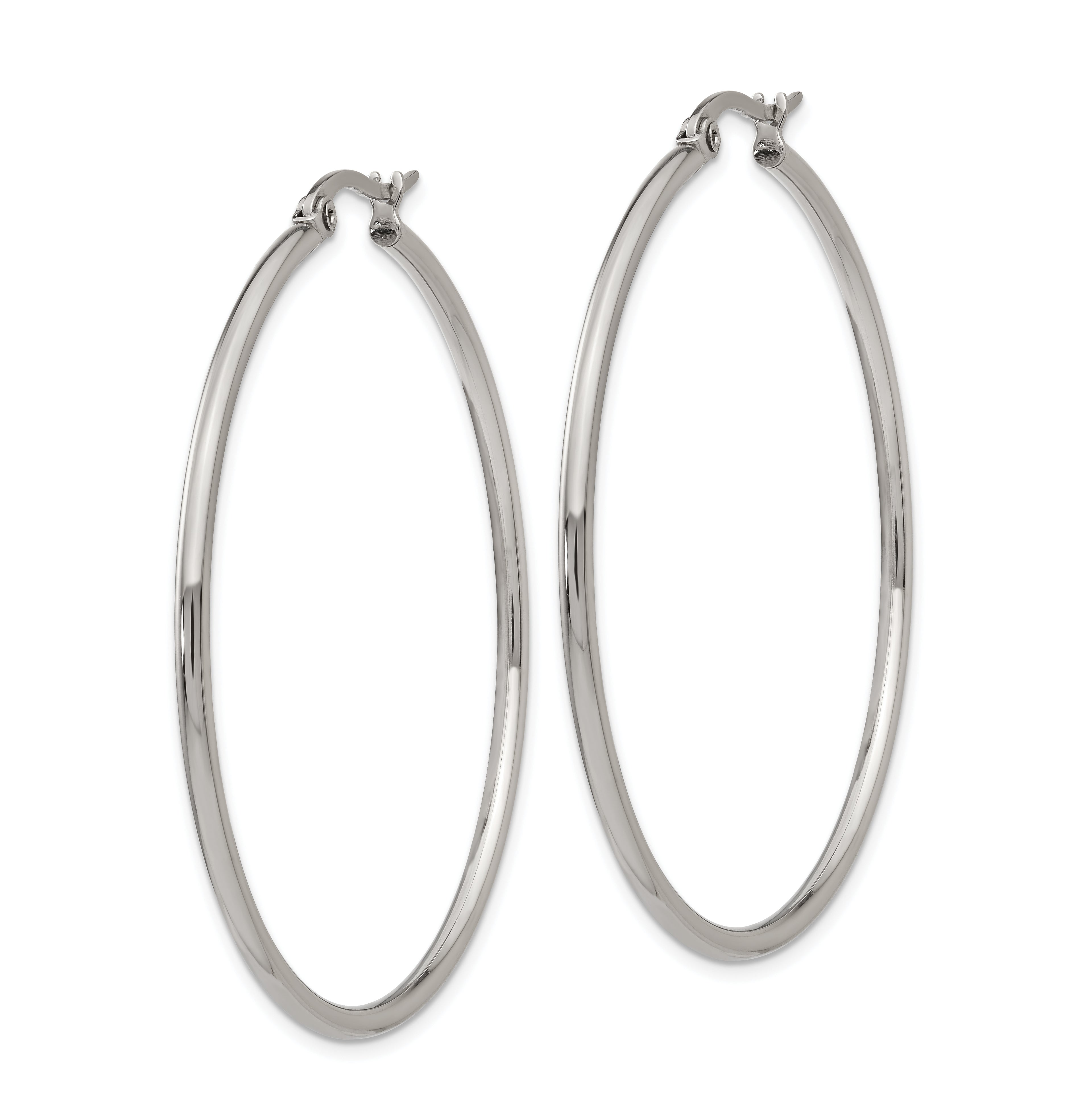 Polished Hoop Earrings in Stainless Steel, 48mm