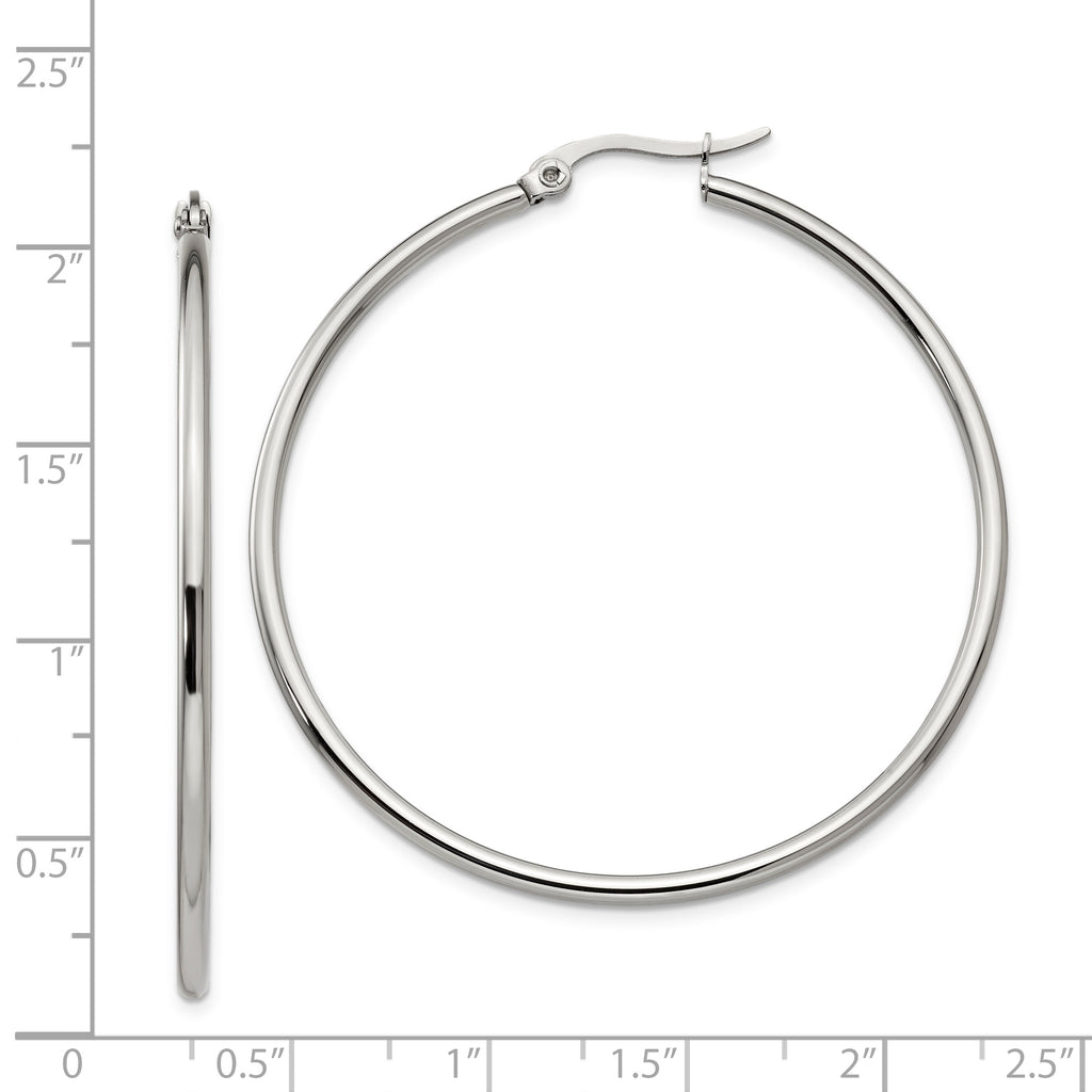 Polished Hoop Earrings in Stainless Steel, 48mm