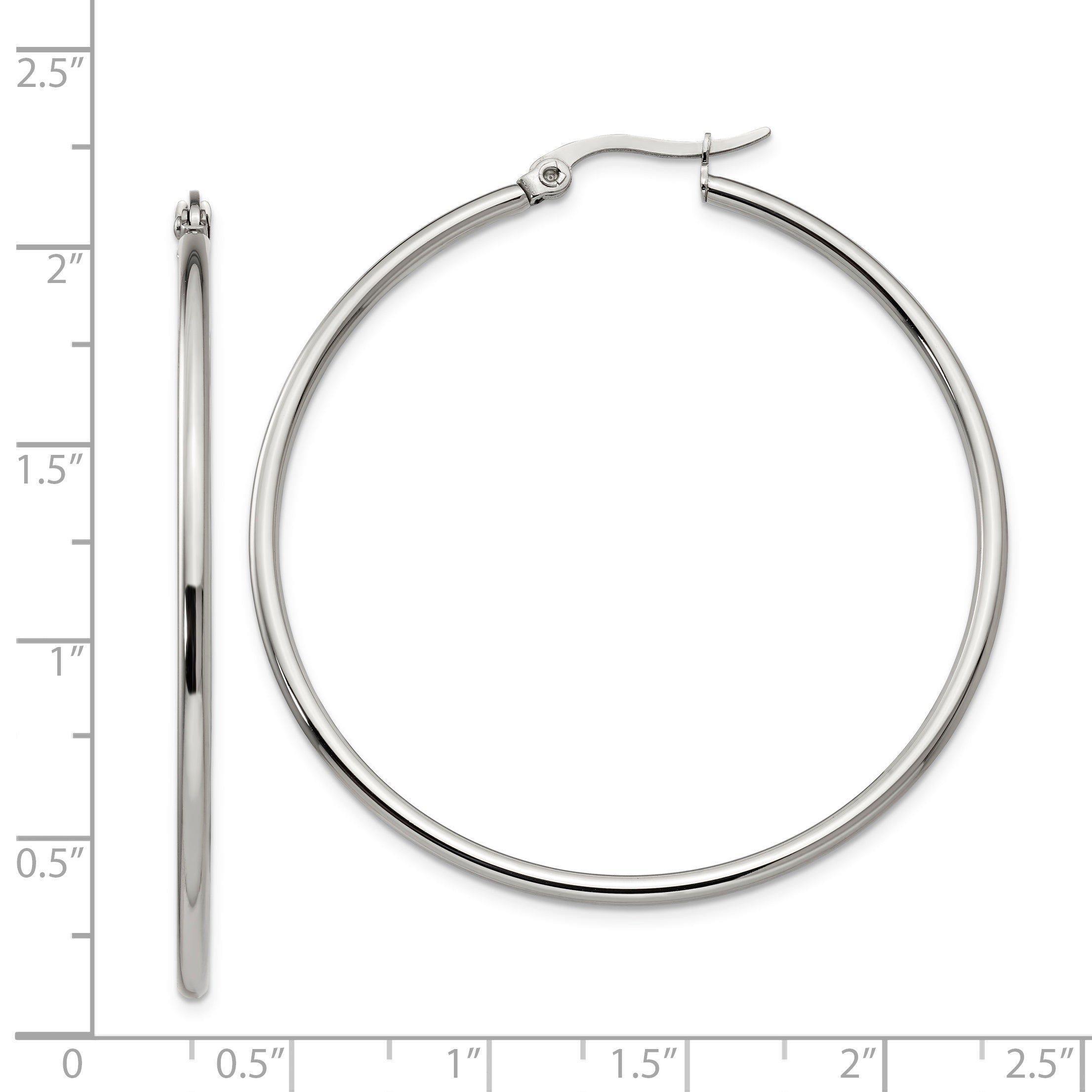 Polished Hoop Earrings in Stainless Steel, 48mm