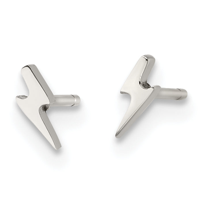 Chisel Stainless Steel Polished Lightning Bolt Post Earrings