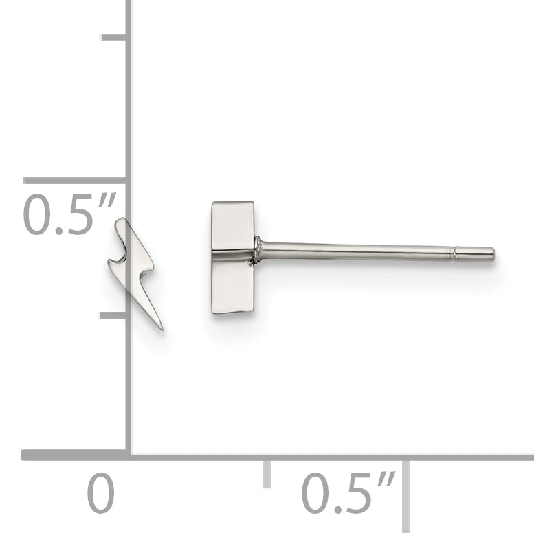 Chisel Stainless Steel Polished Lightning Bolt Post Earrings
