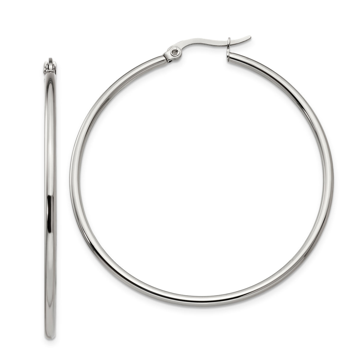 Chisel Stainless Steel Polished 48mm Diameter 2mm Hoop Earrings