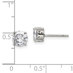 Chisel Stainless Steel Polished CZ Post Earrings