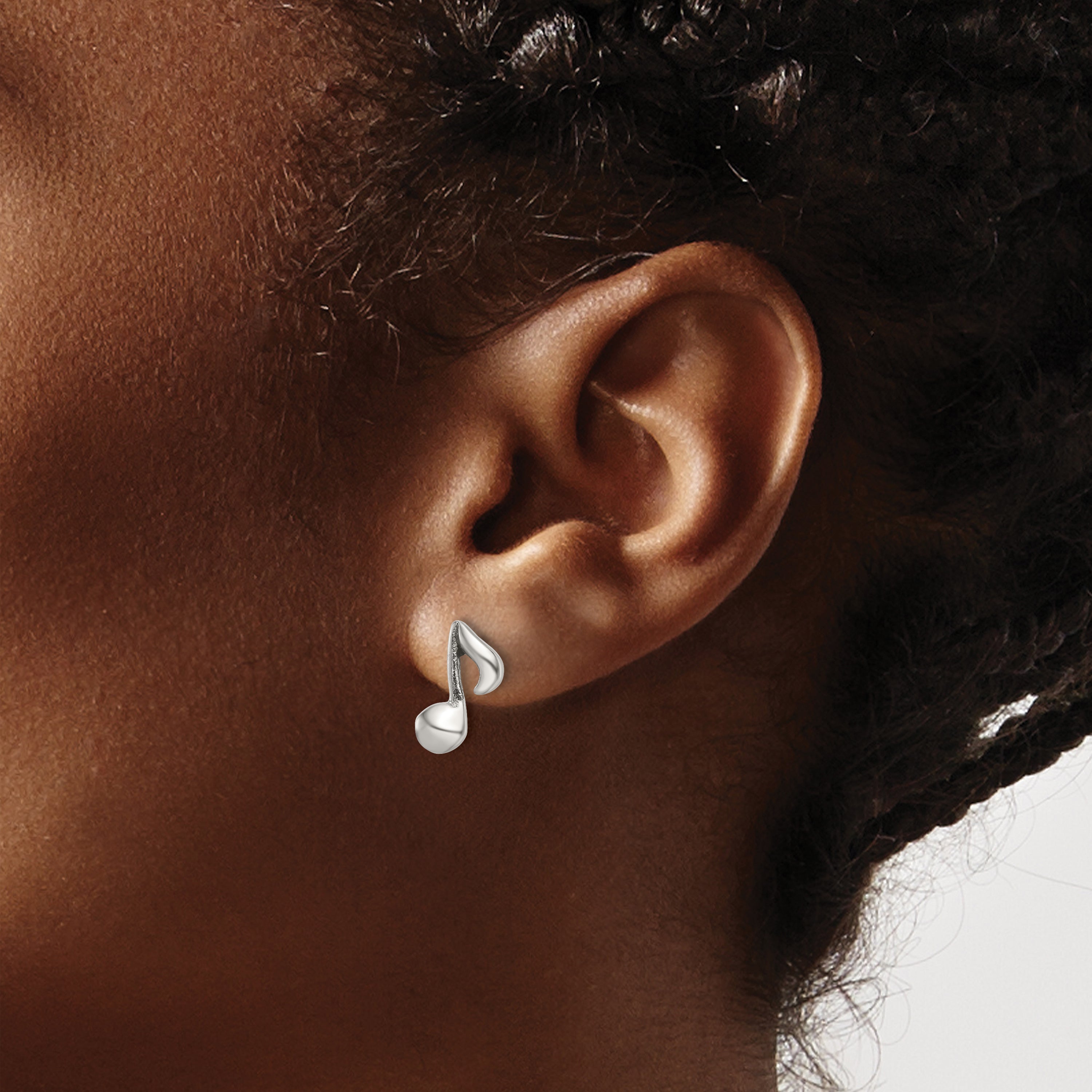 Chisel Stainless Steel Polished Music Note Post Earrings