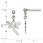 Chisel Stainless Steel Polished Dragonfly Post Dangle Earrings