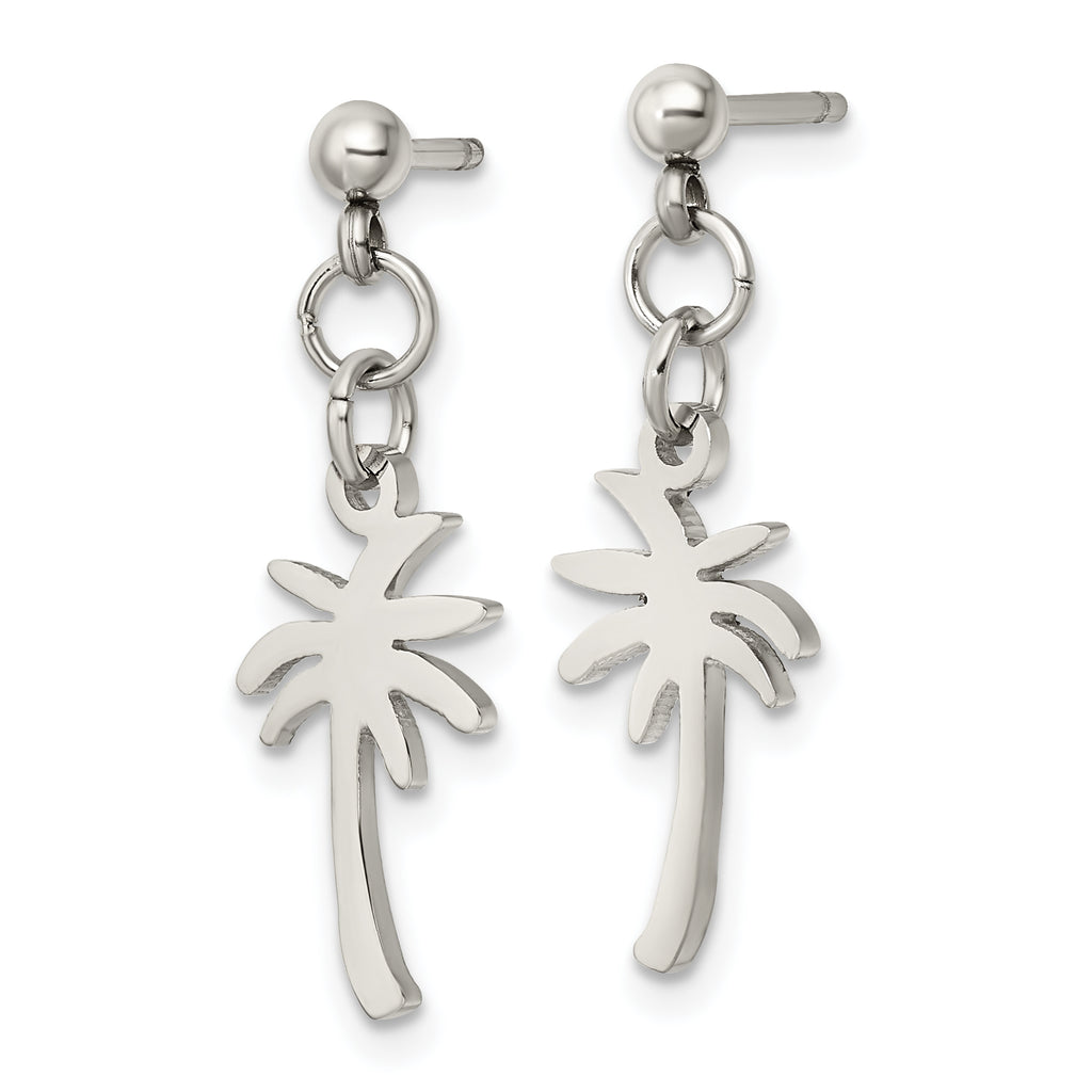 Chisel Stainless Steel Polished Palm Tree Post Dangle Earrings