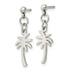 Chisel Stainless Steel Polished Palm Tree Post Dangle Earrings