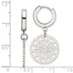 Chisel Stainless Steel Polished Flower Dangle Hinged Hoop Earrings
