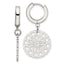 Chisel Stainless Steel Polished Flower Dangle Hinged Hoop Earrings
