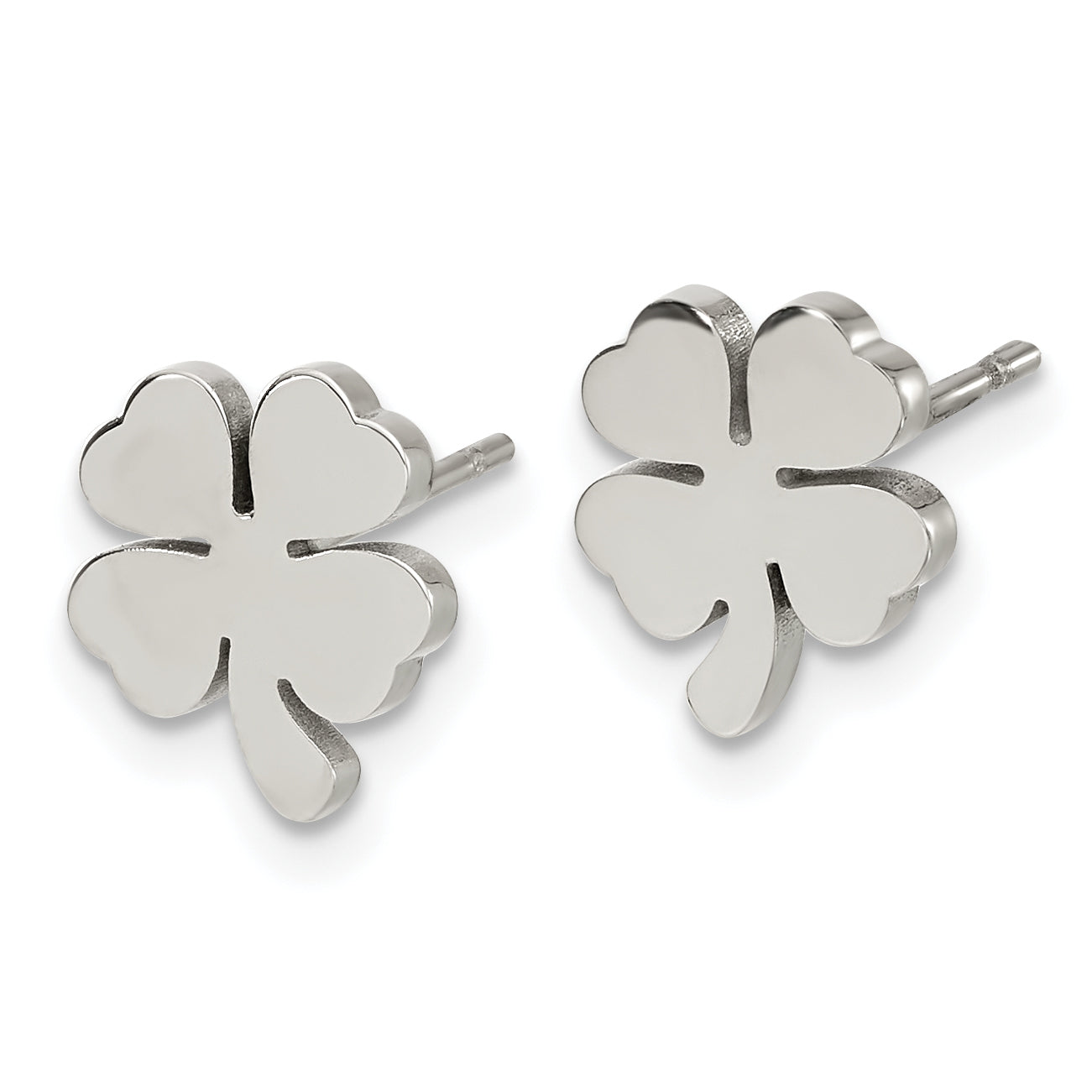Chisel Stainless Steel Polished Four Leaf Clover Post Earrings Secondary image