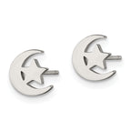 Chisel Stainless Steel Polished Moon and Star Post Earrings