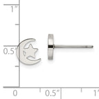 Chisel Stainless Steel Polished Moon and Star Post Earrings
