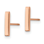 Chisel Stainless Steel Polished Rose IP-plated Bar Post Earrings