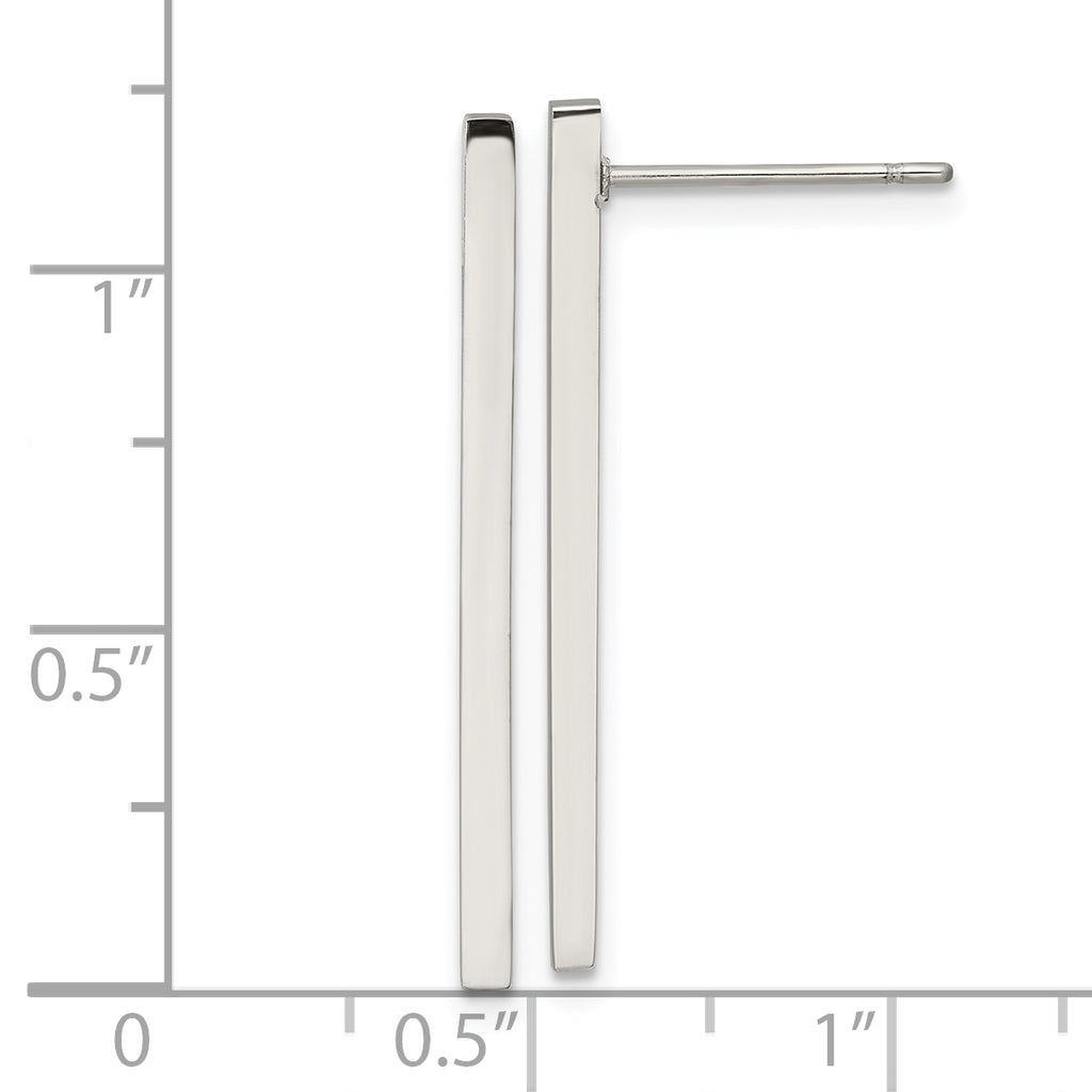 Chisel Stainless Steel Polished Bar Post Earrings