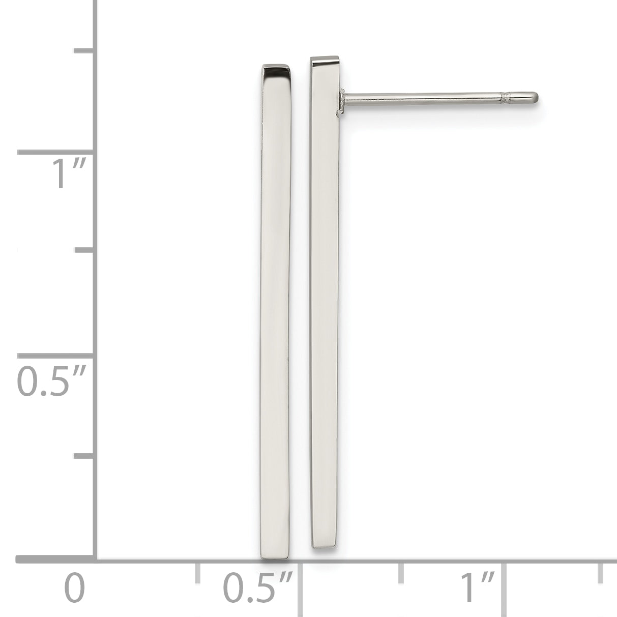 Chisel Stainless Steel Polished Bar Post Earrings